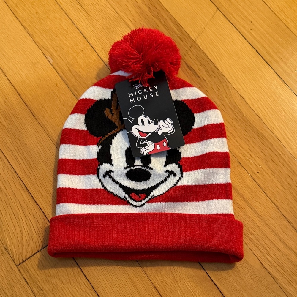 Disney Red and White Striped Kids Beanie